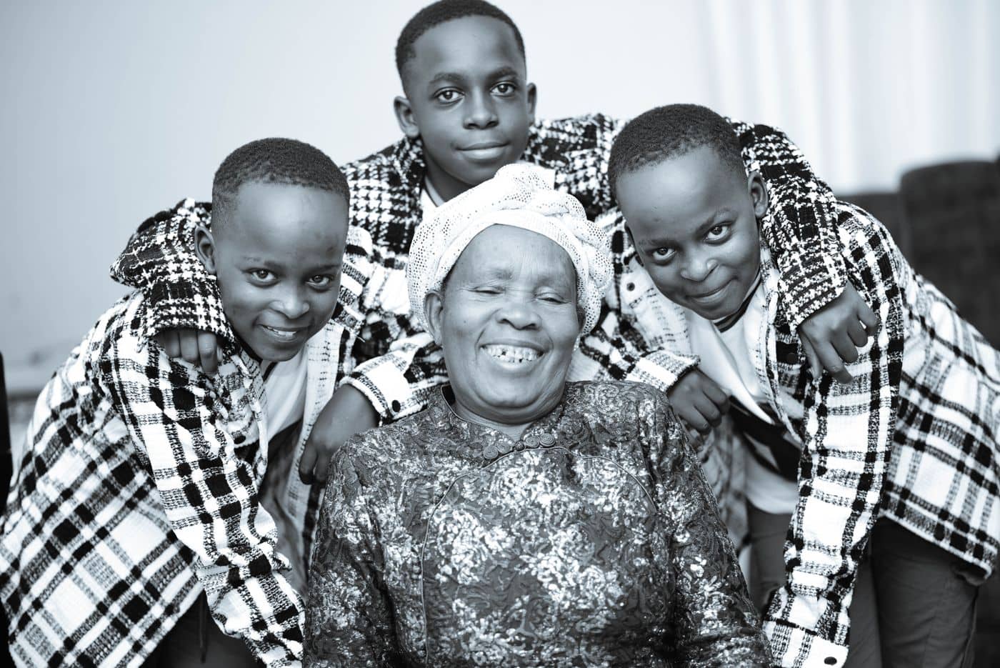 Grandmother surrounded by her grandchildren